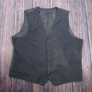 TM Exposure Vest Mens 4XL Black Solid 5-Button Belted Formal Dress Waistcoat